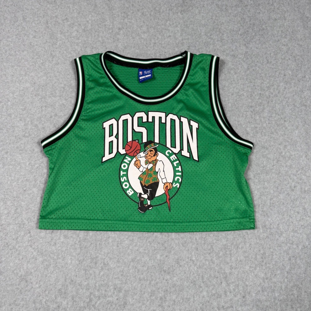 NBA Ultra Game Boston Celtics Green Mesh Crop Top Jersey Women Small Lucky Logo
